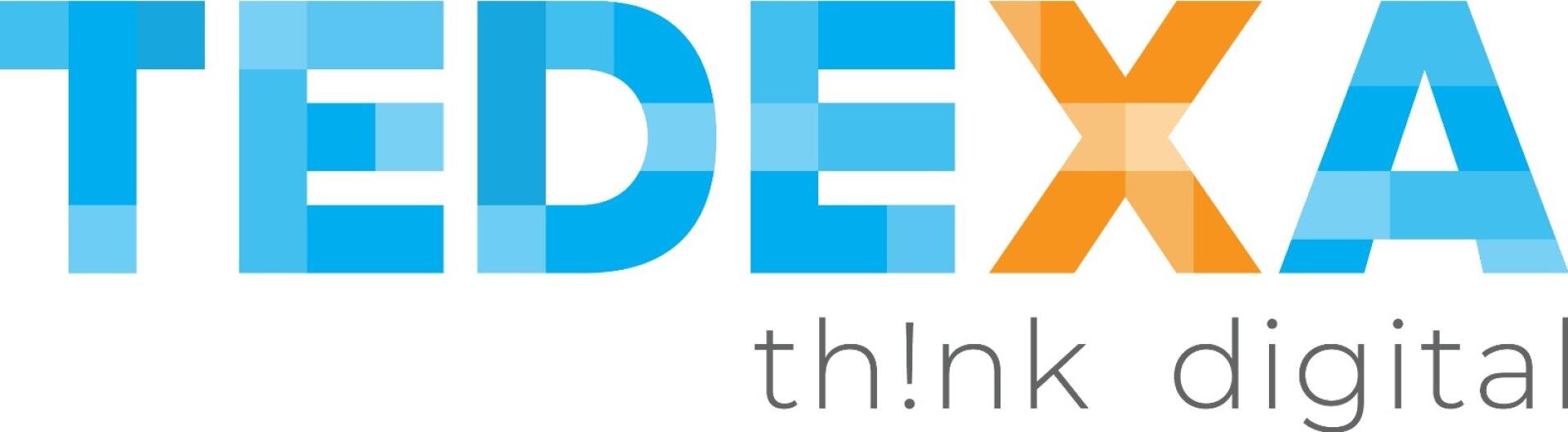 The image shows the TEDEXA logo in blue and orange letters, with the slogan th!nk digital in lower case gray letters below.