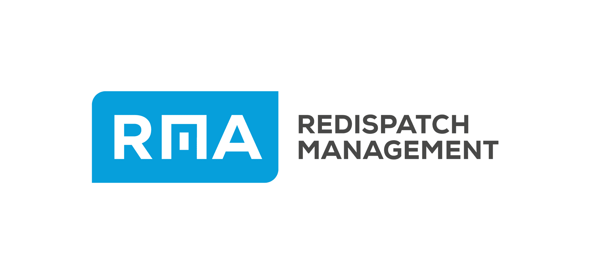 Ein blaues, rechteckiges Logo mit weißen, stilisierten Buchstaben RMA auf der linken Seite und den Worten REDISPATCH MANAGEMENT in grauen Großbuchstaben auf der rechten Seite.