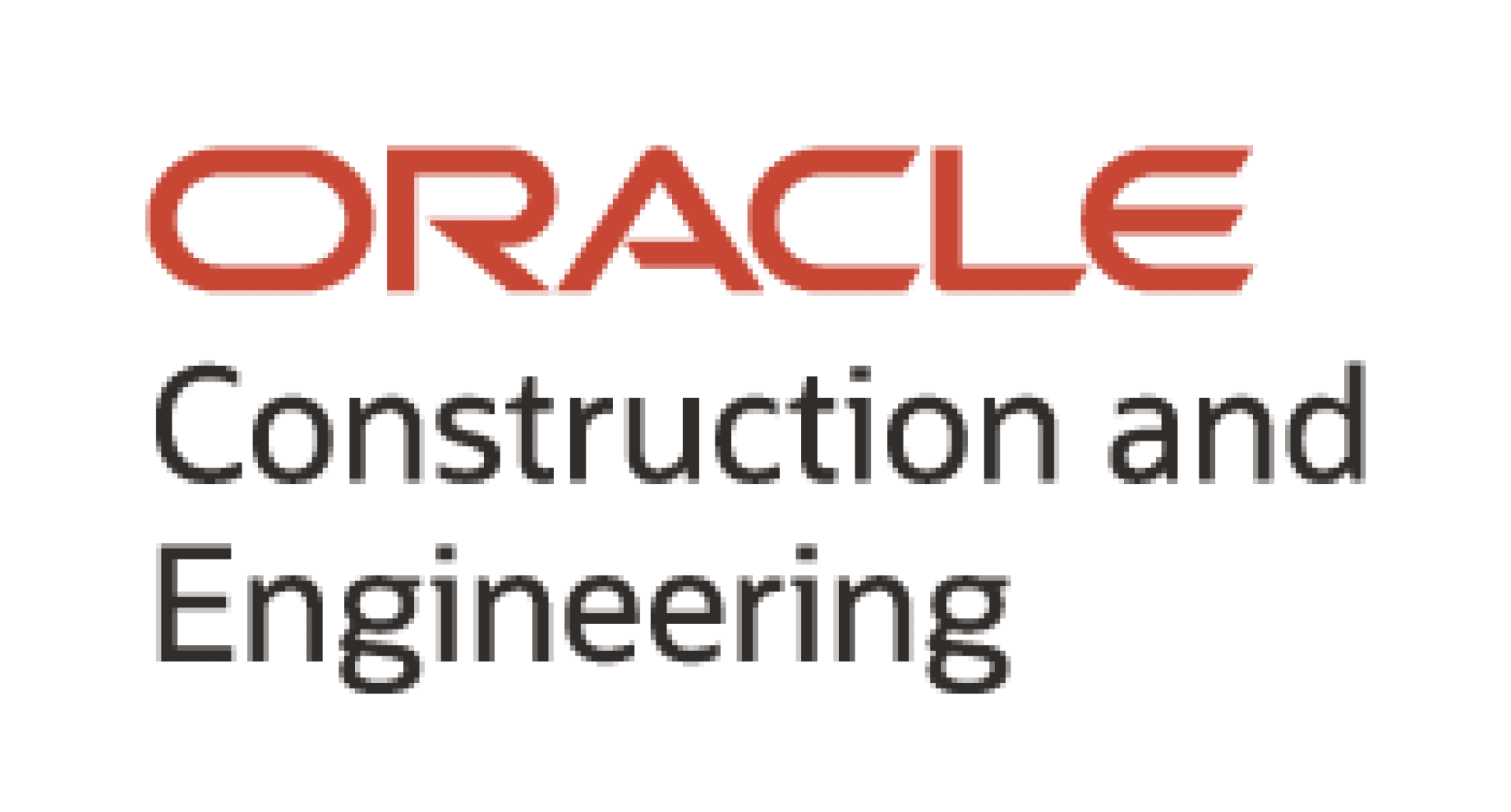 Logo für Oracle Construction and Engineering. Das Wort ORACLE erscheint in fetten roten Großbuchstaben über dem schwarzen Text Construction and Engineering auf einem hellen Hintergrund.