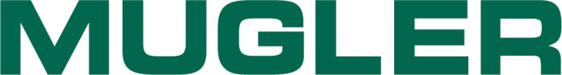 The image shows the word MUGLER in bold, green, uppercase letters on a white background.