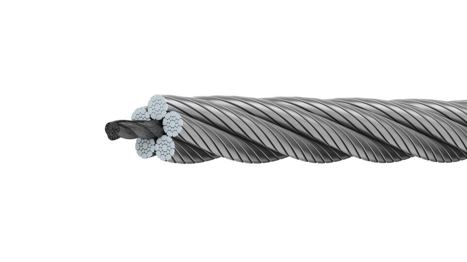 Steel wire rope 5xK19S SFC for winches, elevators and platforms